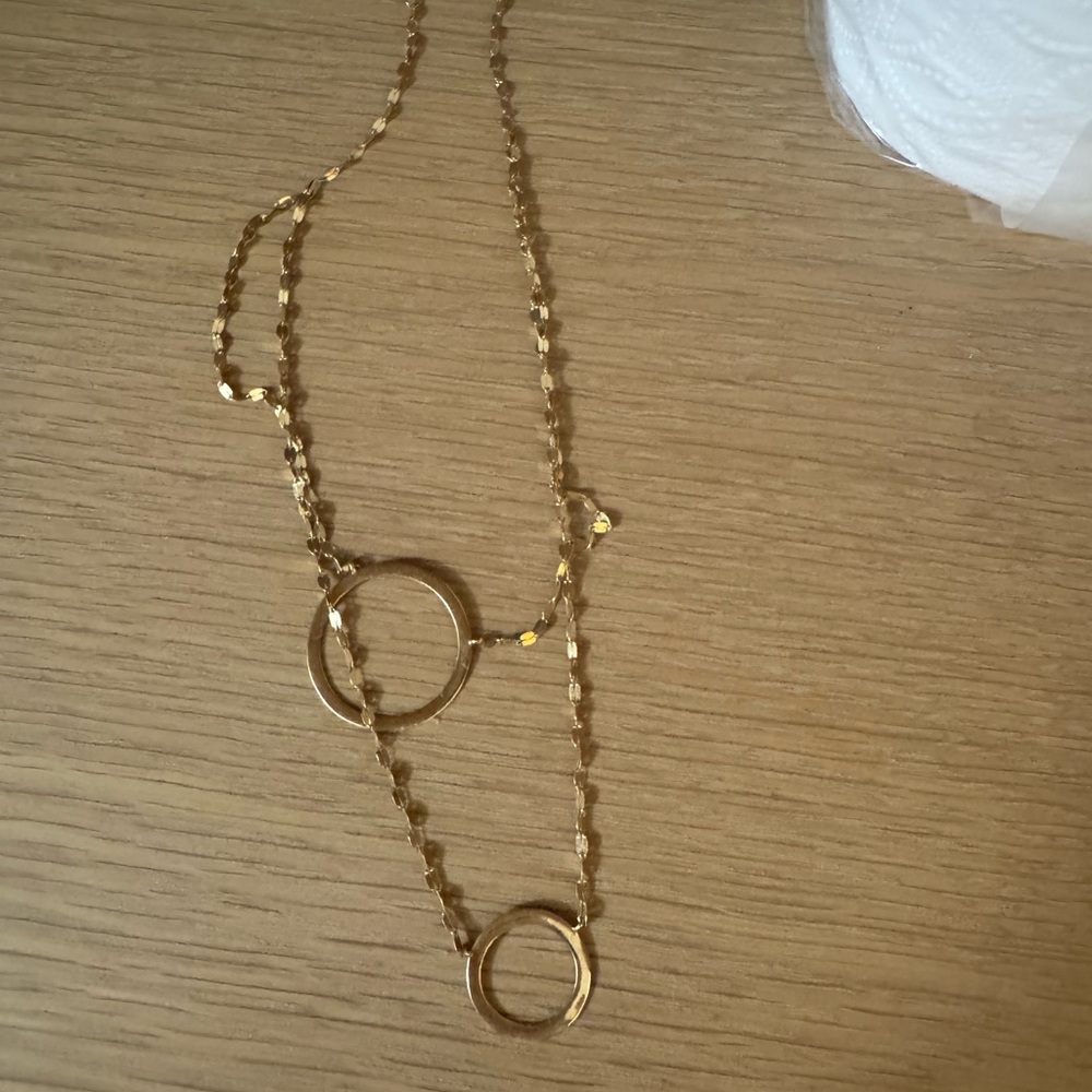 LANA Chic Gold Double Circle Necklace